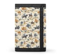 TZTTZT Western Cowboy Print Wallet for Men, 8 Credit Card Holder Slim Minimalist Front Pocket Small Mens Bifold Wallets