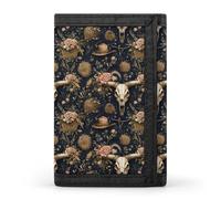 TZTTZT Western Skull Print Wallet for Men, 8 Credit Card Holder Slim Minimalist Front Pocket Small Mens Bifold Wallets