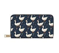 TZTTZT White Goose Print Wallet Women, Leather Bifold Multi Card Wallet, Long Purse Women's Wallets