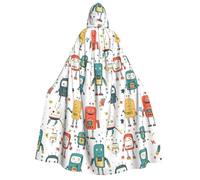 TZTTZT Wizard Cloak with Hood Men Women - Cute Colorful Robot Print Witch Hooded Vampire Cape, Halloween Costumes Black