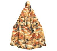 TZTTZT Wizard Cloak with Hood Men Women - Retro Western Cowboy (A) Print Witch Hooded Vampire Cape, Halloween Costumes Black