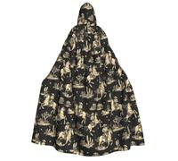 TZTTZT Wizard Cloak with Hood Men Women - Retro Western Cowboy Print Witch Hooded Vampire Cape, Halloween Costumes Black