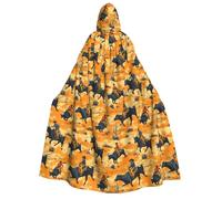 TZTTZT Wizard Cloak with Hood Men Women - Western Cowboys Riding Bulls Print Witch Hooded Vampire Cape, Halloween Costumes Black