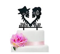 TzTwodcaz Till Death Do Us Part Wedding Cake Topper, Mr & Mrs Skull, Skeleton Couple, Black Silhouette (Skull), 1pc, Acrylic, 6.65" x 6.65", Wedding, Anniversary, Valentine's Day