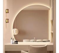 TZUFA Semi-circle Frameless Led Bathroom Mirror, Illuminated Wall Mounted Vanity Mirror With Led Lights, Decorative Mirror, Half Moon LED Wall Mirror, 3 Colors Light(Right Cut,60cm/23.6in)