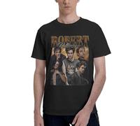 TZVEHAFYA Men's Pattinson Singer Robert Cotton T-Shirts Stylish Prints Crewneck Classic Short-Sleeved Shirt Stress-Free for Daily Commuting Black XXL