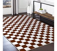 Tzvpsu Baby girl room decorations Brown white modern geometric Lattice pattern classroom rug boys rugs 80x120cm