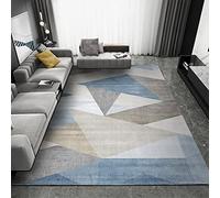 Tzvpsu Bedroom decor for men Anti-slip Durable Blue Grey Geometric Triangle Pattern velvet rug boys 120x160cm