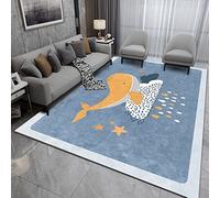 Tzvpsu Boys rugs Blue yellow cute graffiti whale pattern fireplaces baby carpet 100x160cm