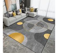 Tzvpsu Carpet for hallways non slip Yellow Gray Ink Geometric Circle Pattern kids rugs bedroom accessories men 200x300cm