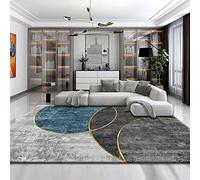 Tzvpsu Gaming Room Accessories Blue Gray Arc Geometric Circle Pattern Washable Rugs For Living Rug Anti Slip 160X230Cm