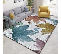 Tzvpsu Gaming room accessories Blue yellow gray modern maple leaf pattern nursery rug washable rugs non slip 80x120cm