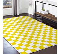Tzvpsu Girls room decor Yellow white modern geometric Lattice pattern bedroom kids accessories 80x120cm