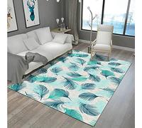 Tzvpsu Hallway Accessories For The Home Blue Beige Modern Doodle Feather Pattern Childrens Rugs Girls Room Rug 100X160Cm