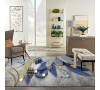 Tzvpsu Hallway carpet Blue Yellow Grey Modern Doodle Feather Pattern baby nursery accessories for the home 180x250cm