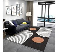 Tzvpsu Kids rug Black Yellow Striped Geometric Circle Pattern dining table accessories home for bedroom 80x160cm