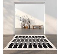 Tzvpsu Living room accessories ornaments Black Gray Simple Geometric Pattern bedroom floor rugs 120x160cm
