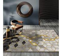 Tzvpsu Living room decoration Black Gray Yellow Abstract Geometric Plaid Pattern area rugs kitchen 180x250cm