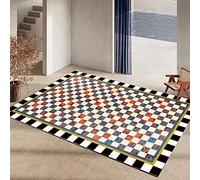 Tzvpsu Modern rugs for living room Black yellow blue geometric grid pattern decorations bedroom teen girls decor 80x160cm