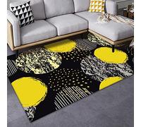 Tzvpsu Playroom carpet Black Yellow Modern Doodle Geometric Circle Pattern little girls bedroom accessories lounge 80x160cm