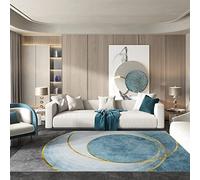 Tzvpsu Playroom Rug Blue Gray Yellow Geometric Circle Pattern Sofas For Living Room Accessories Home 160X200Cm