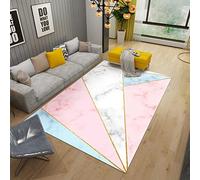 Tzvpsu Rugs Fireplaces Pink Blue White Geometric Triangle Pattern Carpets For Living Room Mens Accessories 80X160Cm