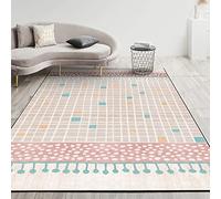 Tzvpsu Washable kitchen rugs Pink blue yellow geometric plaid pattern fireside for living room gaming decor 160x200cm