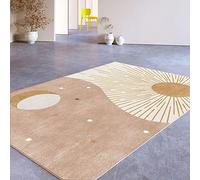 Tzvpsu Washable rugs Yellow Beige Geometric Lines Design bedside childrens for playroom 160x230cm