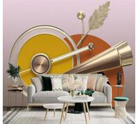 Tzxztt 3D Wallpaper Abstract Metallic Geometric Gold Leaf Pattern | Premium Textured Silk Fabric Perfect for Decorating Living Rooms Bedrooms Studies Offices Dining Rooms TV Walls-150cm×105cm