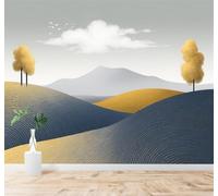 Tzxztt 3D Wallpaper Minimalist Rolling Hills Yellow Trees Gentle Mountains | Premium Textured Silk Fabric Perfect for Decorating Living Rooms Bedrooms Studies Offices Dining Rooms TV Walls-350cm×256cm
