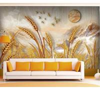 Tzxztt Abstract Ambience Marble Effect Grain Golden Wheat Modern 3D Wallpaper Premium Textured Silk Neutral Tones Material Ideal for Living Room Bedroom-300cm×210cm