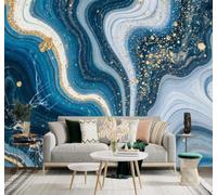 Tzxztt Abstract Blue and Gold Marble Texture Art Liquid Waves Modern 3D Wallpaper Premium Textured Silk Neutral Tones Material Ideal for Living Room Bedroom-430cm×300cm