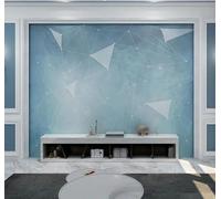 Tzxztt Abstract Blue Geometric Lines Art Modern 3D Wallpaper Premium Textured Silk Neutral Tones Material Ideal for Living Room Bedroom-250cm×170cm