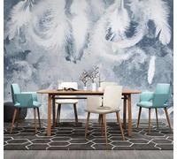 Tzxztt Abstract Blue Romantic White Feathers Modern 3D Wallpaper Premium Textured Silk Neutral Tones Material Ideal for Living Room Bedroom-150cm×105cm