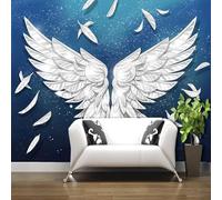 Tzxztt Abstract Blue Starry Sky White Feathers Modern 3D Wallpaper Premium Textured Silk Neutral Tones Material Ideal for Living Room Bedroom-250cm×170cm