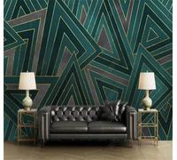 Tzxztt Abstract Colourful Geometric Gold Lines Modern 3D Wallpaper Premium Textured Silk Neutral Tones Material Ideal for Living Room Bedroom-150cm×105cm