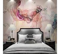 Tzxztt Abstract Colourful Golden Lines Flying Birds Modern 3D Wallpaper Premium Textured Silk Neutral Tones Material Ideal for Living Room Bedroom-430cm×300cm