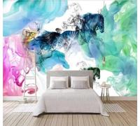 Tzxztt Abstract Creative Fresh Atmospheric Ink Wash Horse Modern 3D Wallpaper Premium Textured Silk Neutral Tones Material Ideal for Living Room Bedroom-250cm×170cm