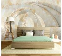 Tzxztt Abstract Creative Geometric Architecture Marble Effect Modern 3D Wallpaper Premium Textured Silk Neutral Tones Material Ideal for Living Room Bedroom-150cm×105cm
