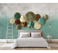 Tzxztt Abstract Creative Geometric Multicoloured Circular Modern 3D Wallpaper Premium Textured Silk Neutral Tones Material Ideal for Living Room Bedroom-300cm×210cm