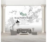 Tzxztt Abstract Creative White Marble Effect Pattern Modern 3D Wallpaper Premium Textured Silk Neutral Tones Material Ideal for Living Room Bedroom-150cm×105cm