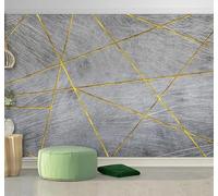 Tzxztt Abstract Geometric Gold Lines Art Modern 3D Wallpaper Premium Textured Silk Neutral Tones Material Ideal for Living Room Bedroom-200cm×140cm