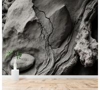 Tzxztt Abstract Grey Cracks Rough Rock Pattern Modern 3D Wallpaper Premium Textured Silk Neutral Tones Material Ideal for Living Room Bedroom-150cm×105cm
