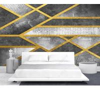 Tzxztt Abstract Grey Geometric Gold Lines Modern 3D Wallpaper Premium Textured Silk Neutral Tones Material Ideal for Living Room Bedroom-430cm×300cm