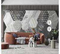 Tzxztt Abstract Grey Geometric Honeycomb Stone Effect Modern 3D Wallpaper Premium Textured Silk Neutral Tones Material Ideal for Living Room Bedroom-430cm×300cm