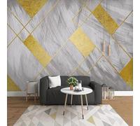 Tzxztt Abstract Grey Gold Geometric Lines Modern 3D Wallpaper Premium Textured Silk Neutral Tones Material Ideal for Living Room Bedroom-300cm×210cm
