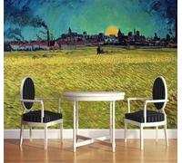 Tzxztt Abstract Hand Drawn Architecture Moon Fields Modern 3D Wallpaper Premium Textured Silk Neutral Tones Material Ideal for Living Room Bedroom-350cm×256cm