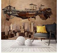 Tzxztt Abstract Hand Drawn Retro Aeroplane Architecture Modern 3D Wallpaper Premium Textured Silk Neutral Tones Material Ideal for Living Room Bedroom-350cm×256cm