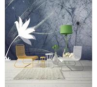 Tzxztt Abstract Ink Painting Dandelion Swan Flower Modern 3D Wallpaper Premium Textured Silk Neutral Tones Material Ideal for Living Room Bedroom-250cm×170cm