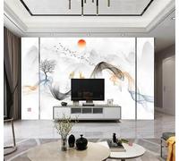 Tzxztt Abstract Ink Wash Landscape Marble Effect Scenery Modern 3D Wallpaper Premium Textured Silk Neutral Tones Material Ideal for Living Room Bedroom-150cm×105cm